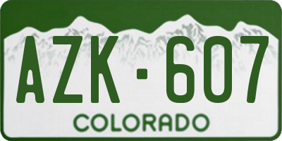 CO license plate AZK607