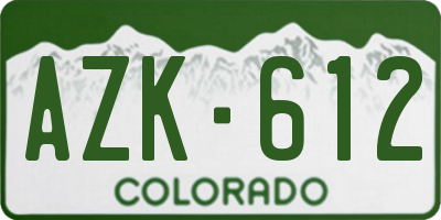 CO license plate AZK612