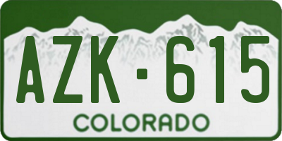 CO license plate AZK615