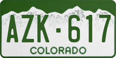 CO license plate AZK617