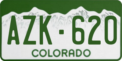 CO license plate AZK620