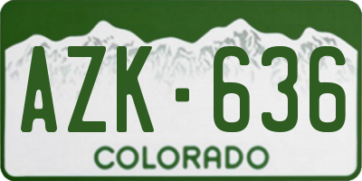 CO license plate AZK636