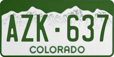 CO license plate AZK637