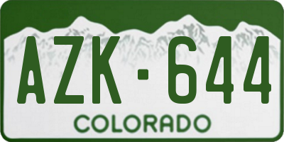 CO license plate AZK644