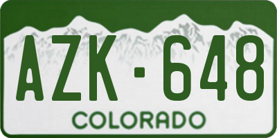 CO license plate AZK648