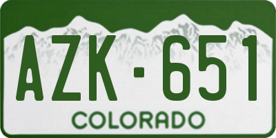 CO license plate AZK651