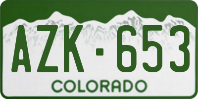 CO license plate AZK653