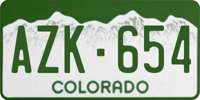 CO license plate AZK654