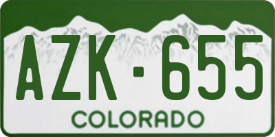 CO license plate AZK655