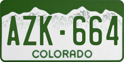 CO license plate AZK664