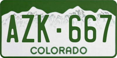 CO license plate AZK667