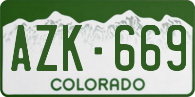 CO license plate AZK669