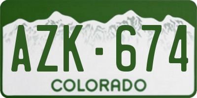 CO license plate AZK674
