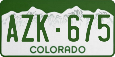 CO license plate AZK675