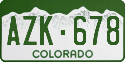 CO license plate AZK678