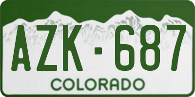 CO license plate AZK687