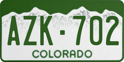 CO license plate AZK702