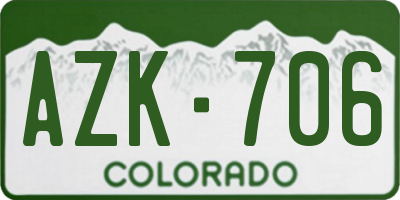 CO license plate AZK706