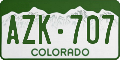 CO license plate AZK707