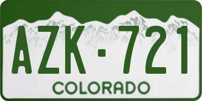 CO license plate AZK721