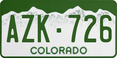 CO license plate AZK726