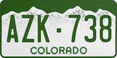 CO license plate AZK738