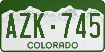 CO license plate AZK745