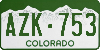 CO license plate AZK753