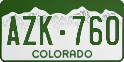 CO license plate AZK760