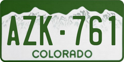 CO license plate AZK761