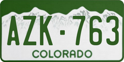 CO license plate AZK763