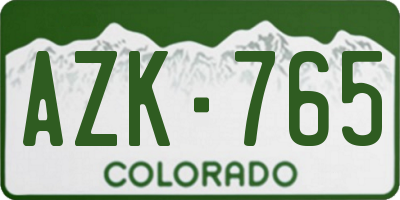 CO license plate AZK765