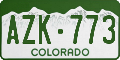 CO license plate AZK773