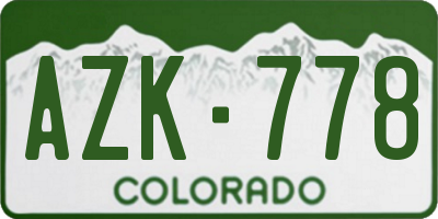 CO license plate AZK778