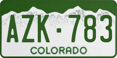 CO license plate AZK783