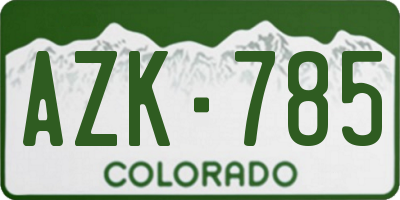 CO license plate AZK785