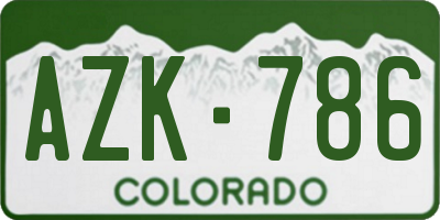 CO license plate AZK786