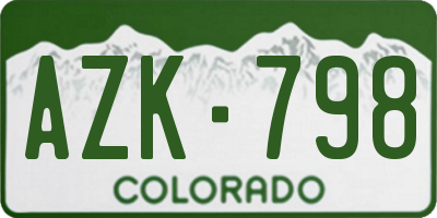 CO license plate AZK798