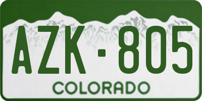 CO license plate AZK805