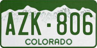 CO license plate AZK806