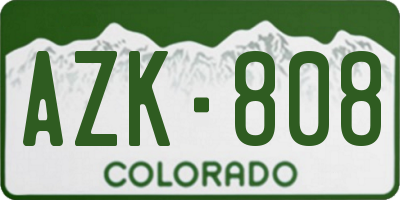 CO license plate AZK808