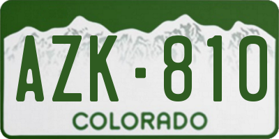 CO license plate AZK810