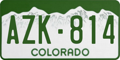 CO license plate AZK814