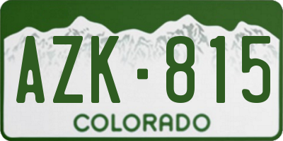 CO license plate AZK815
