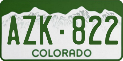 CO license plate AZK822