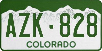 CO license plate AZK828