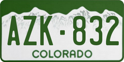 CO license plate AZK832