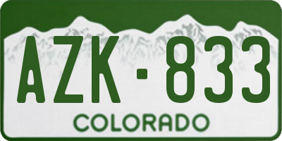 CO license plate AZK833