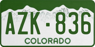 CO license plate AZK836
