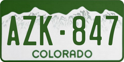 CO license plate AZK847